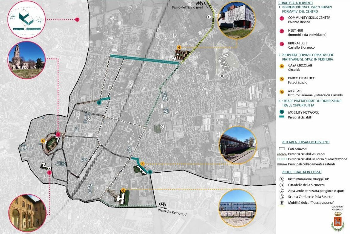 Mappa della città con localizzazione dei diversi progetti