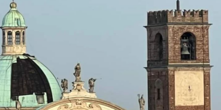 Cupola del Duomo di Vigevano danneggiata dalla tempesta di vento e pioggia